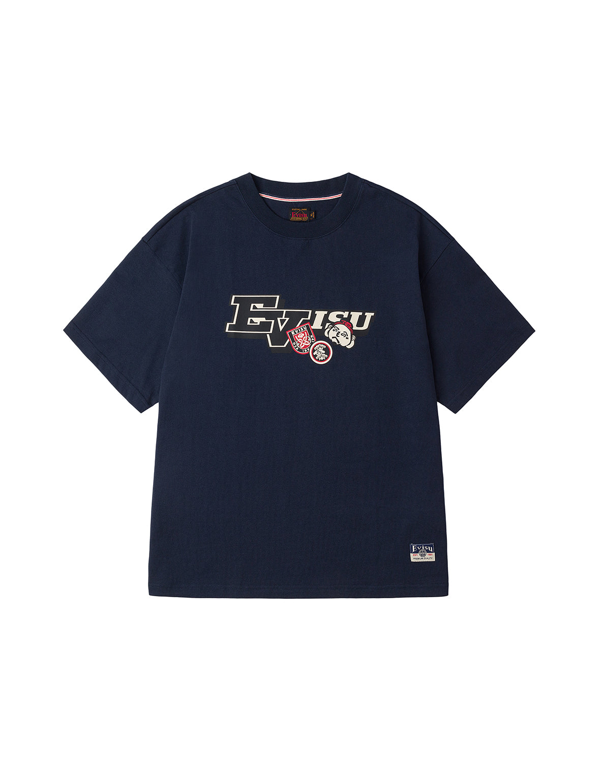 文字繪佛頭與智慧之輪標籤大M印花寬版休閒T恤